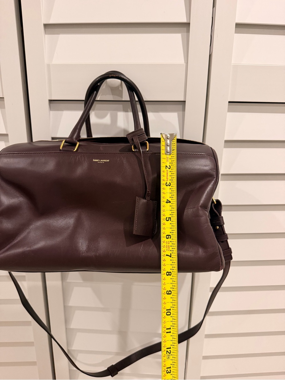 Saint Laurent Chocolate Brown Leather Crossbody Satchel with Gold Hardware - Picture 2 of 6